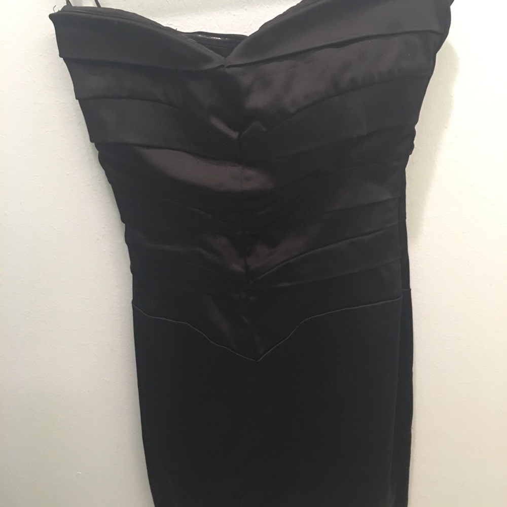 Bebe satin black dress,super flattering!